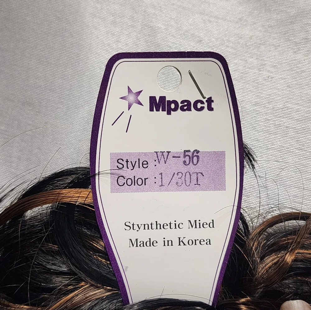 Bridal Prom Hair Scrunchie Bun - Wavy Messy Hairpiece Black with Highlights